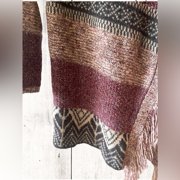 Knox Rose Cardigan Womens XS Gray Dusty Rose Open Front Fringe Duster Beach Boho - Picture 6 of 7